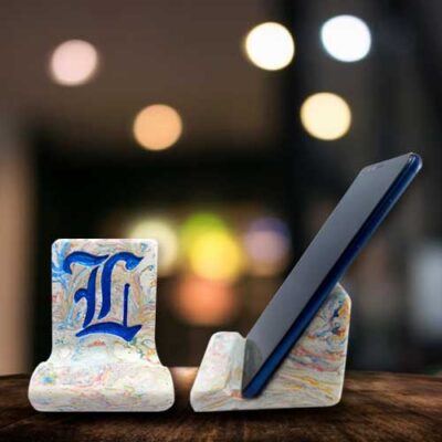 Porta celular con efecto marmoleado de color